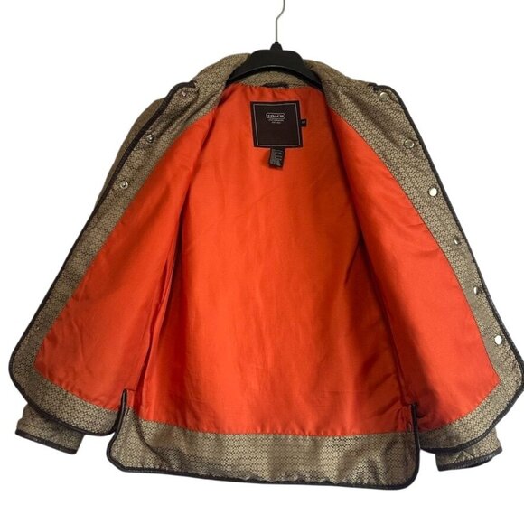 Coach Vintage Quilted Jacket Brown Monogram Logo Print Snap Front XS Womens - Picture 4 of 12